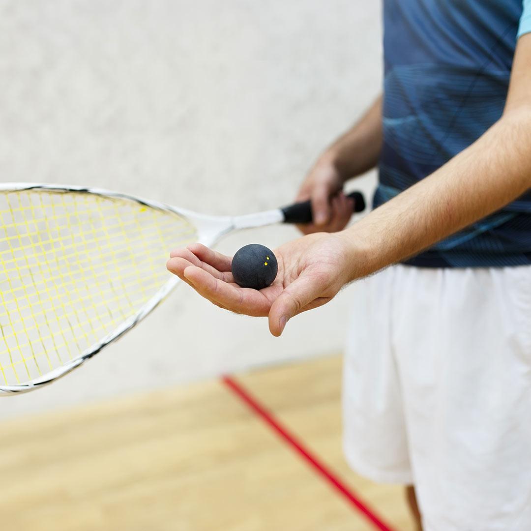 Man playing racquetball