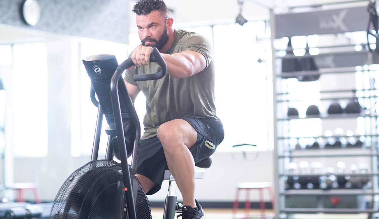 man on exercise bike