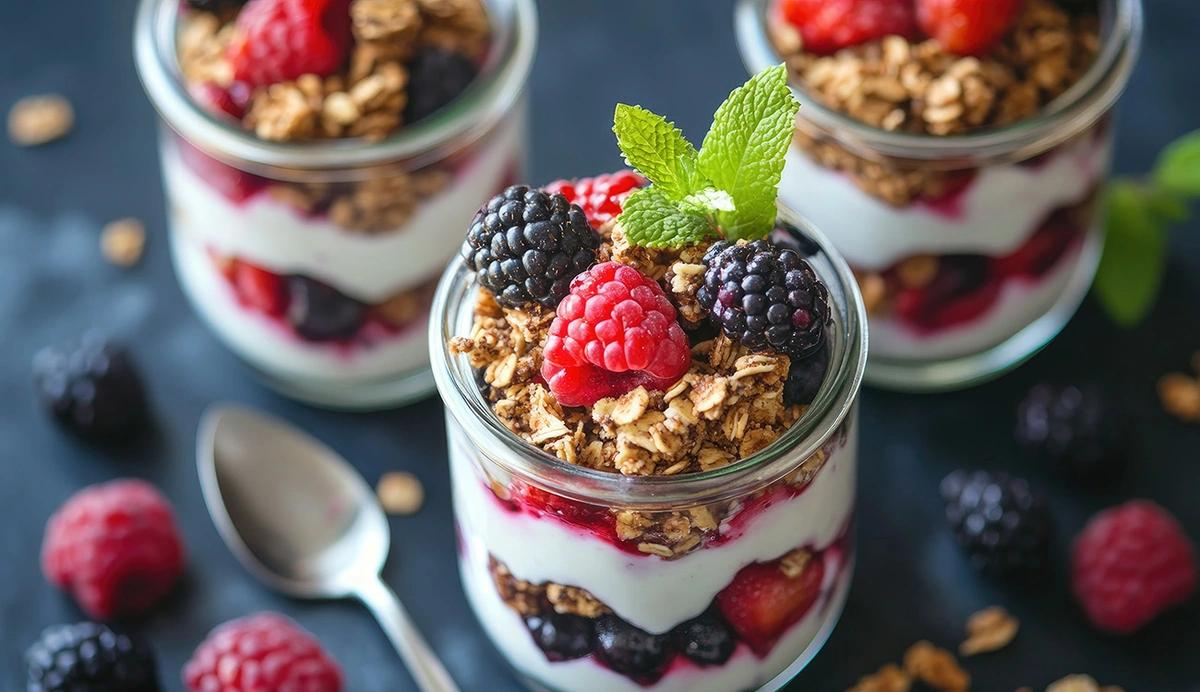 assorted fruits in yogurt and oatmeal