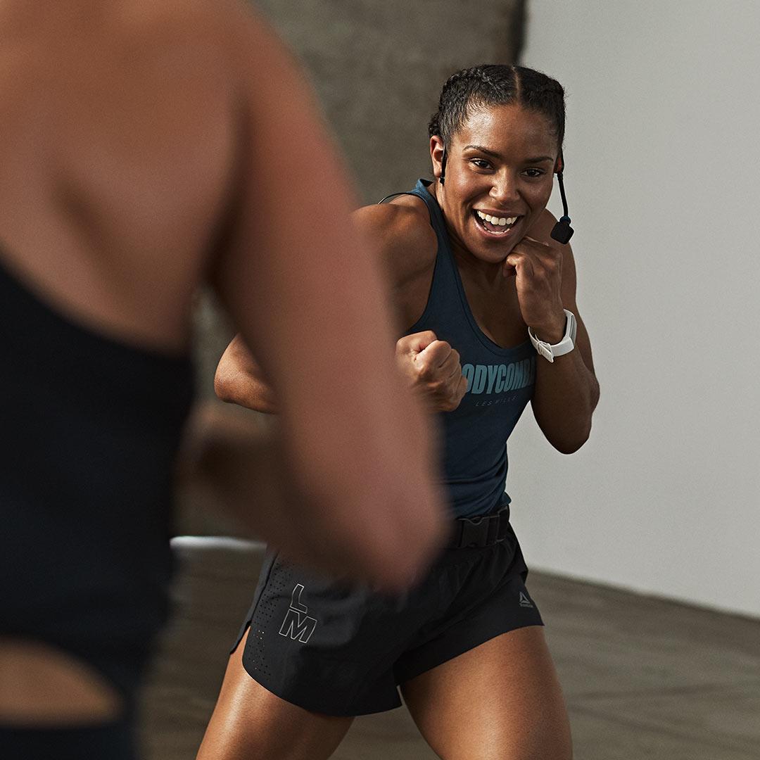 woman boxing in a cardio class